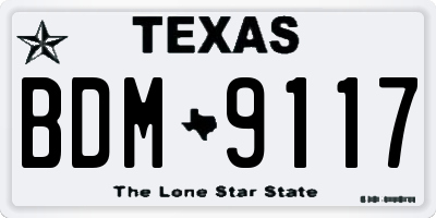 TX license plate BDM9117