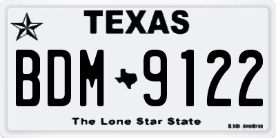 TX license plate BDM9122