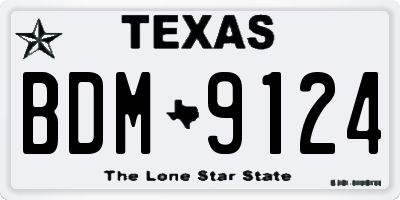 TX license plate BDM9124