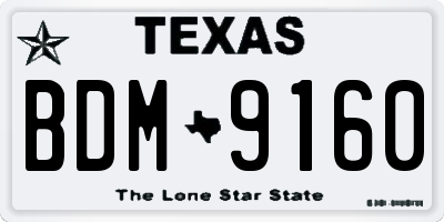 TX license plate BDM9160