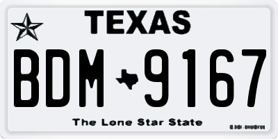 TX license plate BDM9167