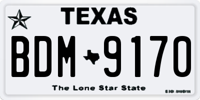 TX license plate BDM9170