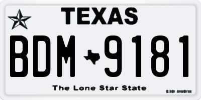 TX license plate BDM9181