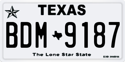 TX license plate BDM9187