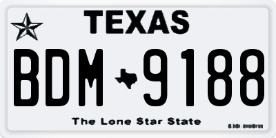 TX license plate BDM9188