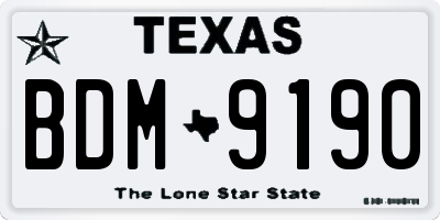 TX license plate BDM9190