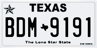 TX license plate BDM9191