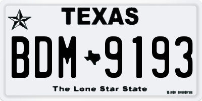 TX license plate BDM9193