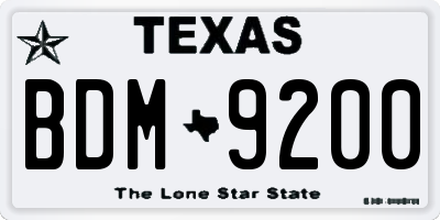 TX license plate BDM9200