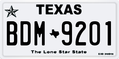 TX license plate BDM9201