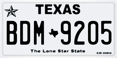 TX license plate BDM9205