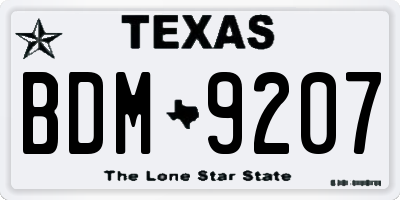 TX license plate BDM9207