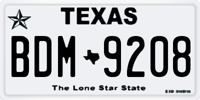 TX license plate BDM9208