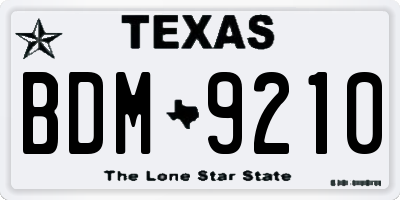 TX license plate BDM9210