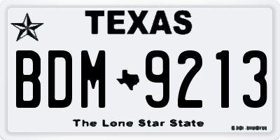 TX license plate BDM9213