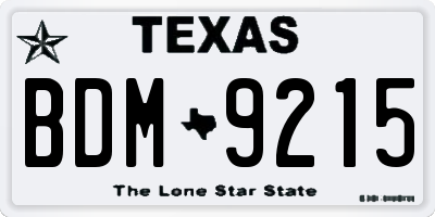 TX license plate BDM9215