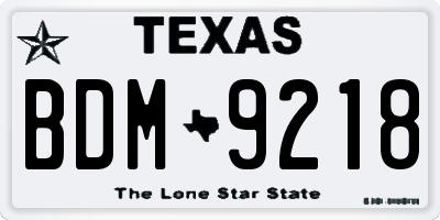 TX license plate BDM9218