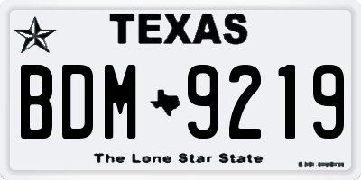 TX license plate BDM9219
