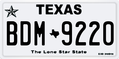 TX license plate BDM9220