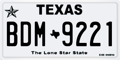 TX license plate BDM9221