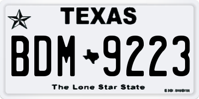 TX license plate BDM9223
