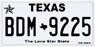 TX license plate BDM9225