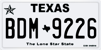 TX license plate BDM9226