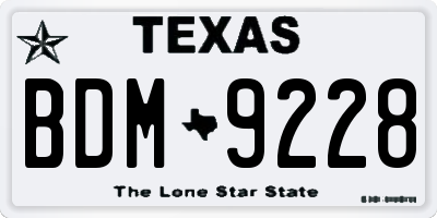 TX license plate BDM9228