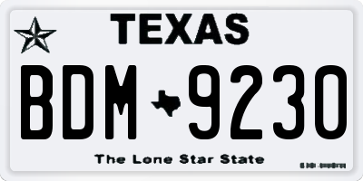 TX license plate BDM9230