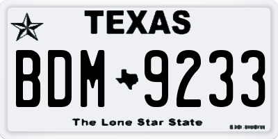 TX license plate BDM9233