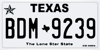 TX license plate BDM9239