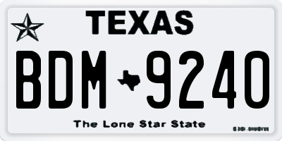 TX license plate BDM9240