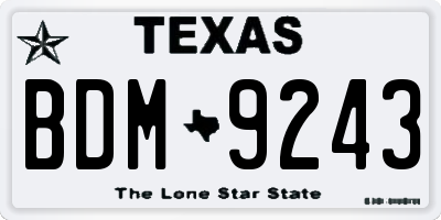 TX license plate BDM9243