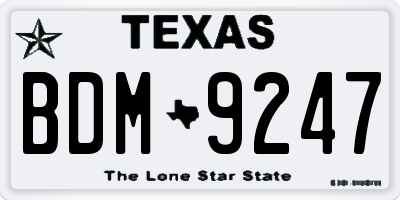 TX license plate BDM9247