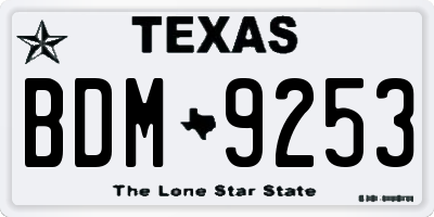 TX license plate BDM9253