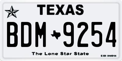 TX license plate BDM9254
