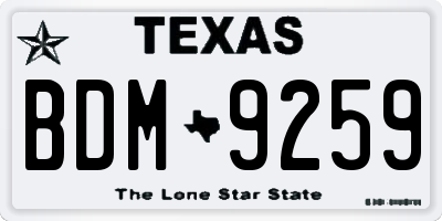 TX license plate BDM9259