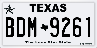 TX license plate BDM9261