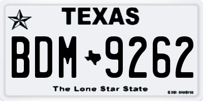 TX license plate BDM9262