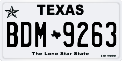 TX license plate BDM9263
