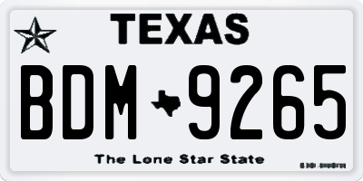 TX license plate BDM9265