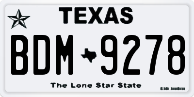 TX license plate BDM9278