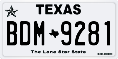 TX license plate BDM9281