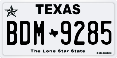 TX license plate BDM9285