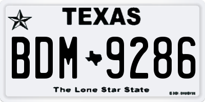 TX license plate BDM9286