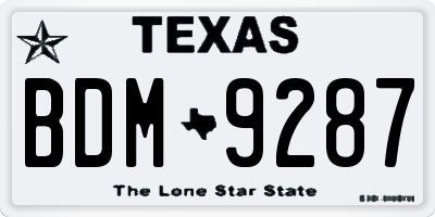TX license plate BDM9287