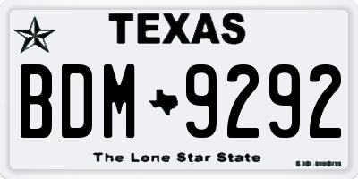 TX license plate BDM9292