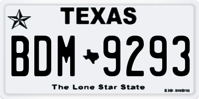 TX license plate BDM9293