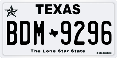 TX license plate BDM9296