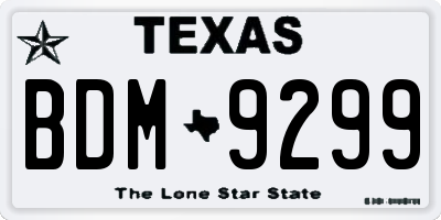 TX license plate BDM9299